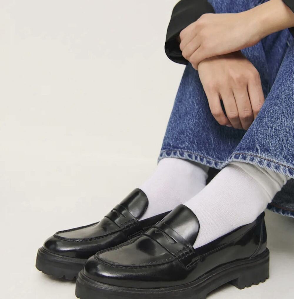 Reformation Black Patent Leather Moccasin Loafers